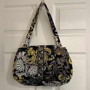 Vera Bradley Baroque Pattern Black and Yellow Floral Shoulder Bag